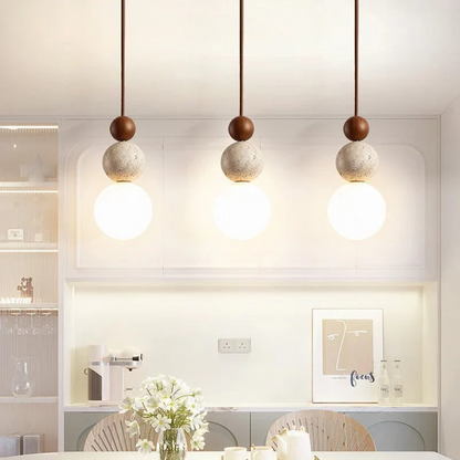 Stylish Stone and Wood Pendant Lighting