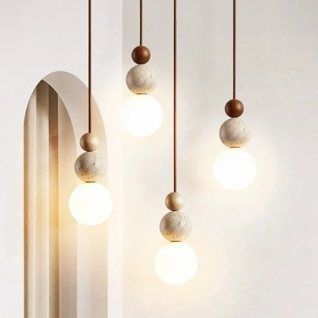 Stylish Stone and Wood Pendant Lighting