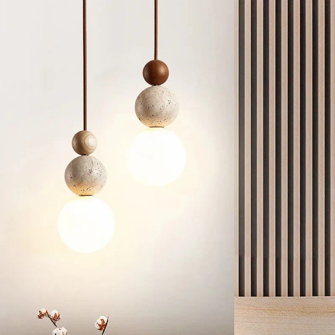 Stylish Stone and Wood Pendant Lighting