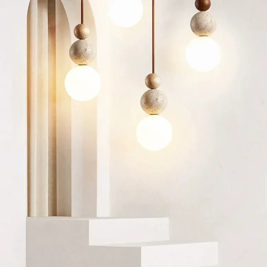 Stylish Stone and Wood Pendant Lighting