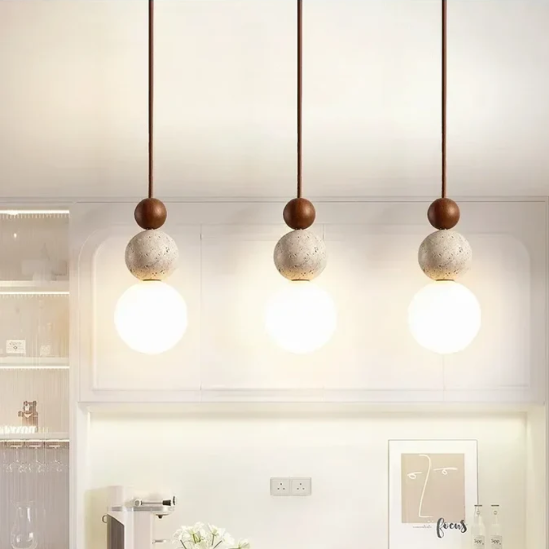 Stylish Stone and Wood Pendant Lighting