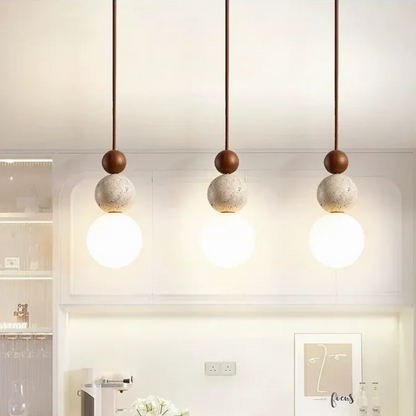 Stylish Stone and Wood Pendant Lighting