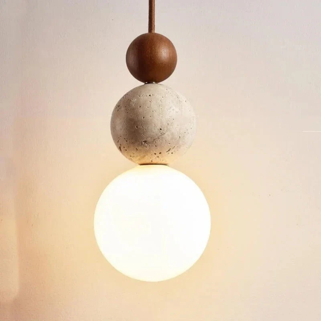 Stylish Stone and Wood Pendant Lighting - Fesara