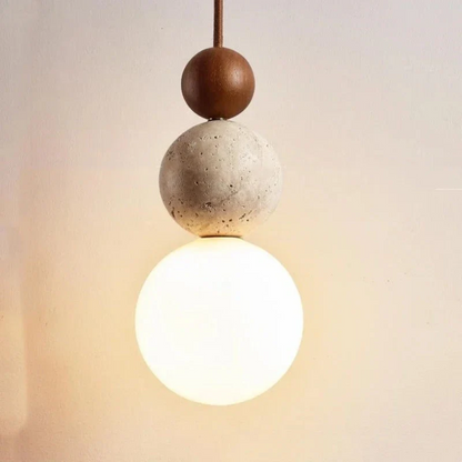 Stylish Stone and Wood Pendant Lighting - Fesara