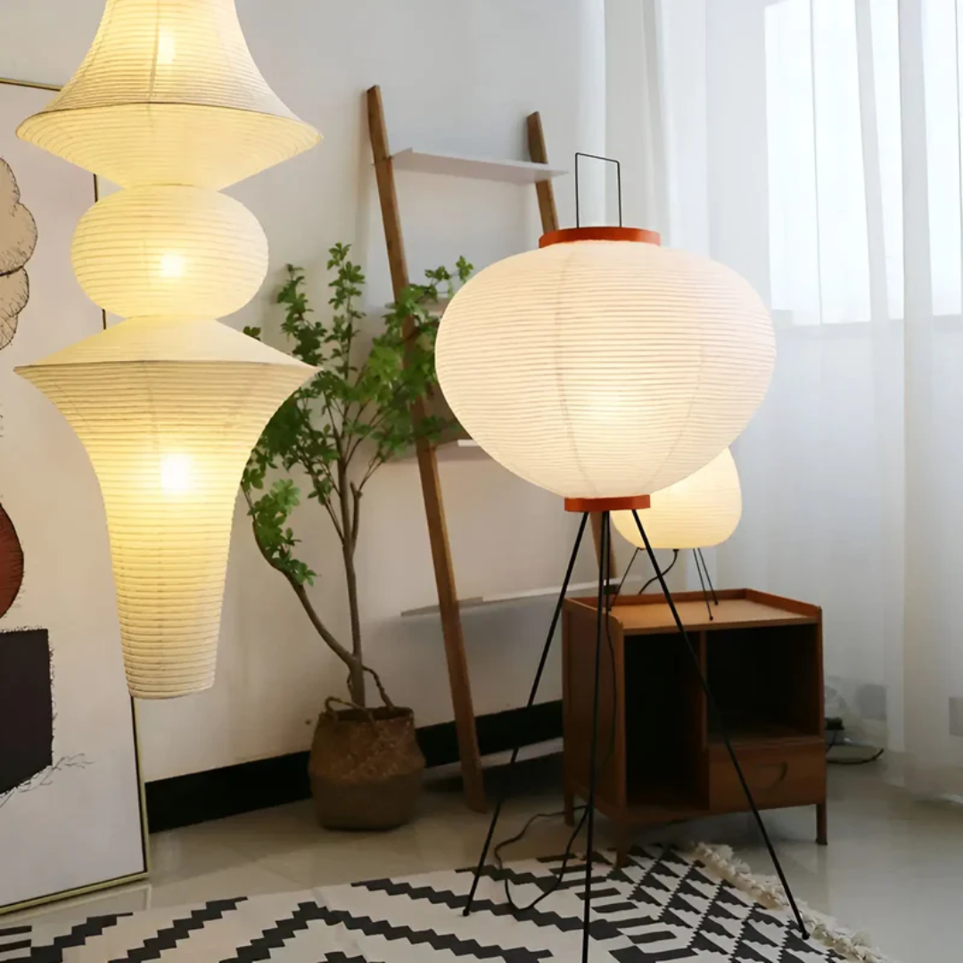 Natural Rice Paper Floor LED Lamp - Zen Style