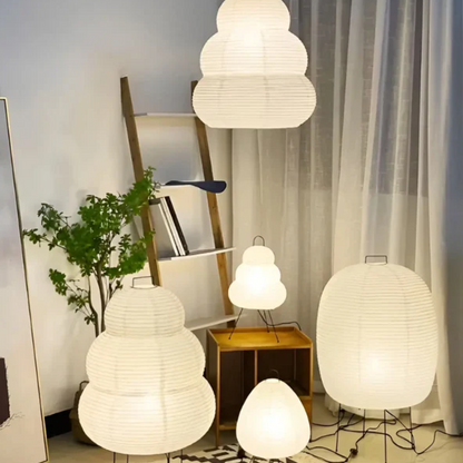 Natural Rice Paper Floor LED Lamp - Zen Style