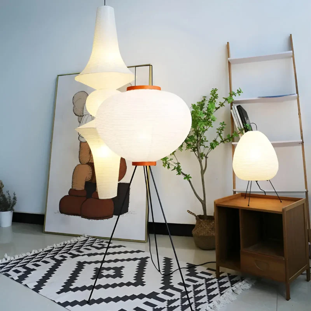Natural Rice Paper Floor LED Lamp - Zen Style