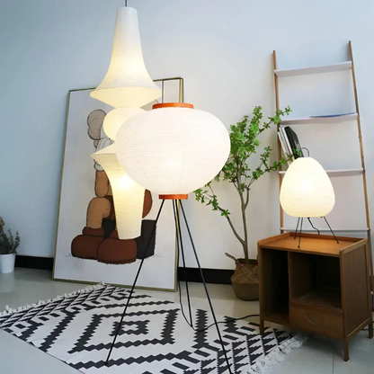 Natural Rice Paper Floor LED Lamp - Zen Style