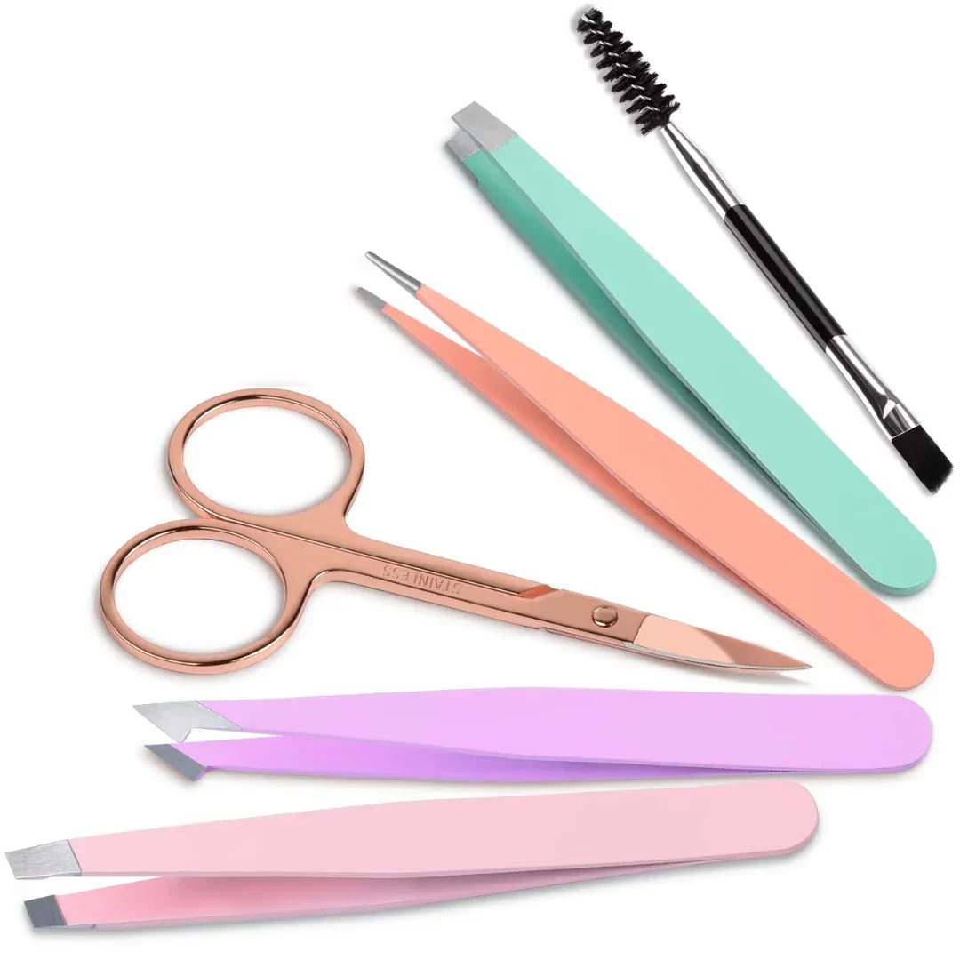 Professional Eyebrow Tweezers Kit with Travel Box