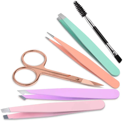 Professional Eyebrow Tweezers Kit with Travel Box