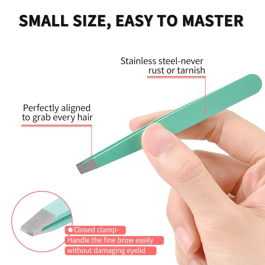 Professional Eyebrow Tweezers Kit with Travel Box