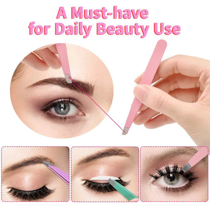 Professional Eyebrow Tweezers Kit with Travel Box