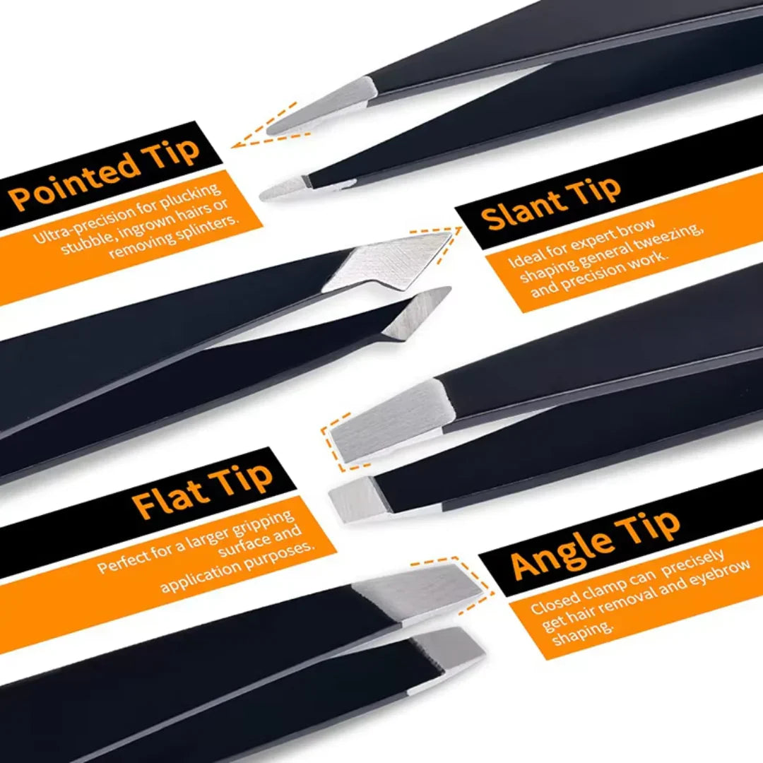 Professional Eyebrow Tweezers Kit with Travel Box