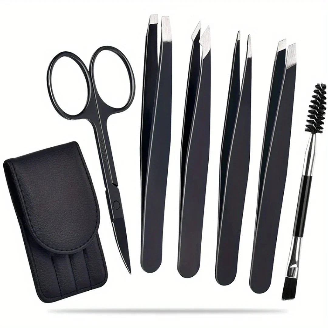 Professional Eyebrow Tweezers Kit with Travel Box