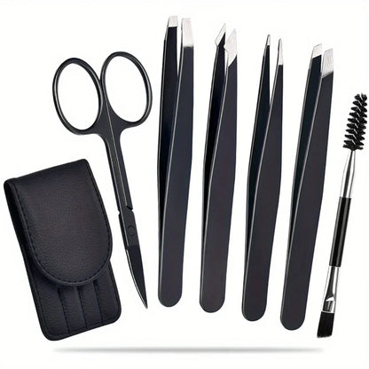 Professional Eyebrow Tweezers Kit with Travel Box