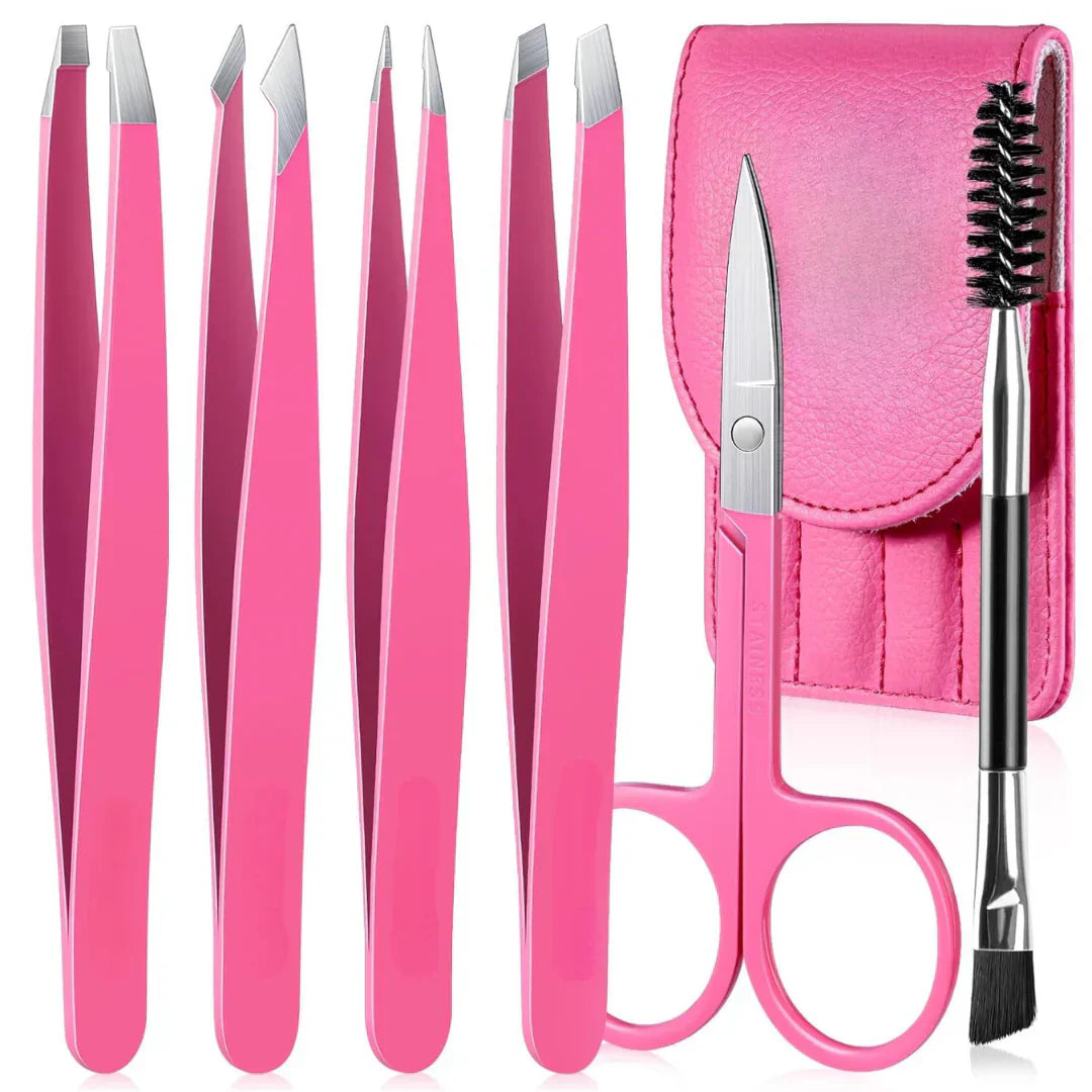 Professional Eyebrow Tweezers Kit with Travel Box