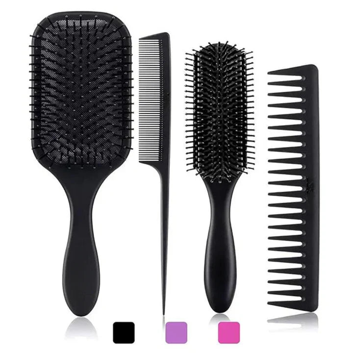 Gentle 4-piece Hair Brush Detangling Kit - Fesara