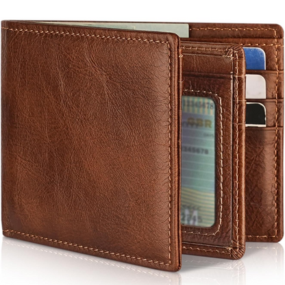 Thin Mens Leather RFID Wallet - Secure Slim Design