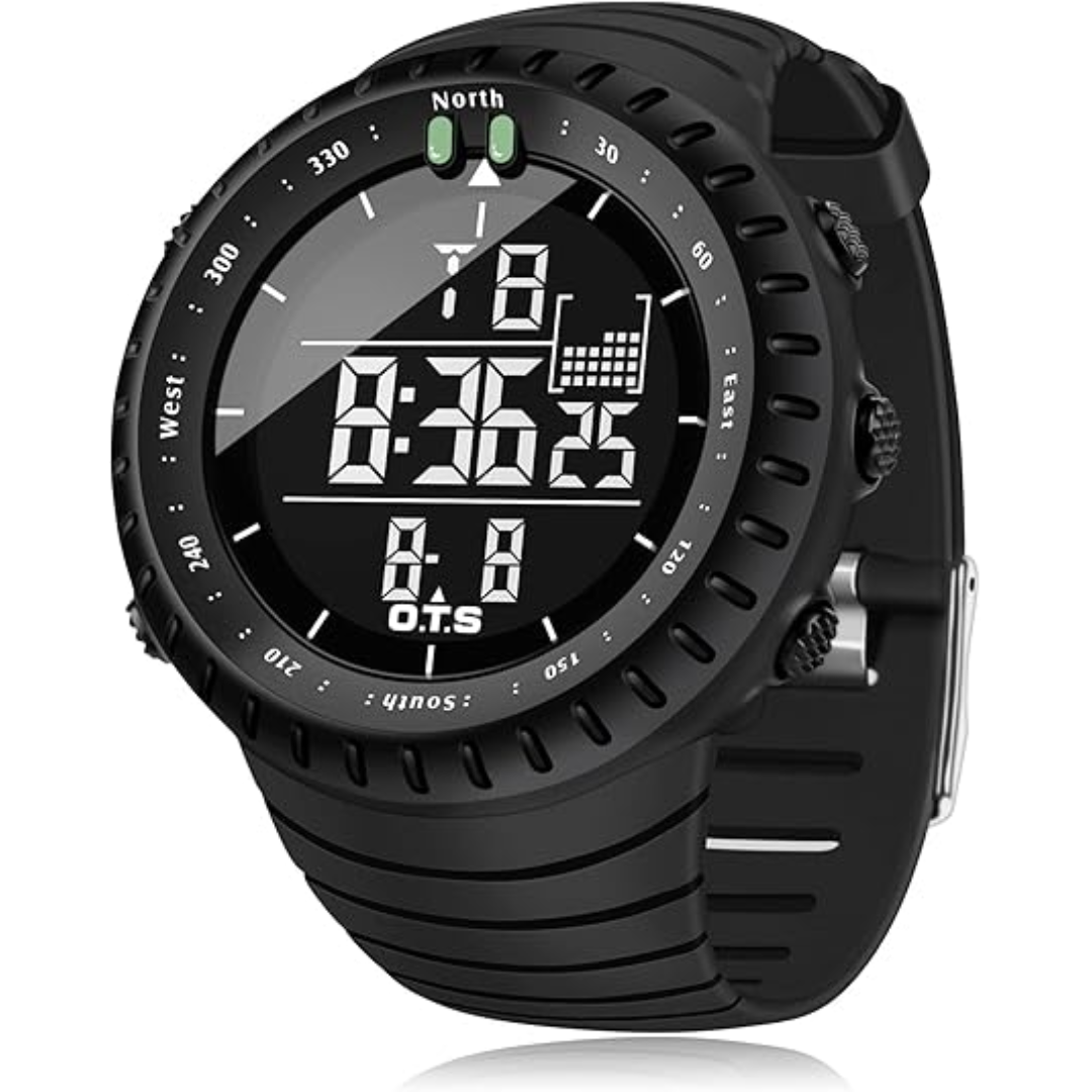 Rugged Men's Water Resistant Sports Watch with LED Light