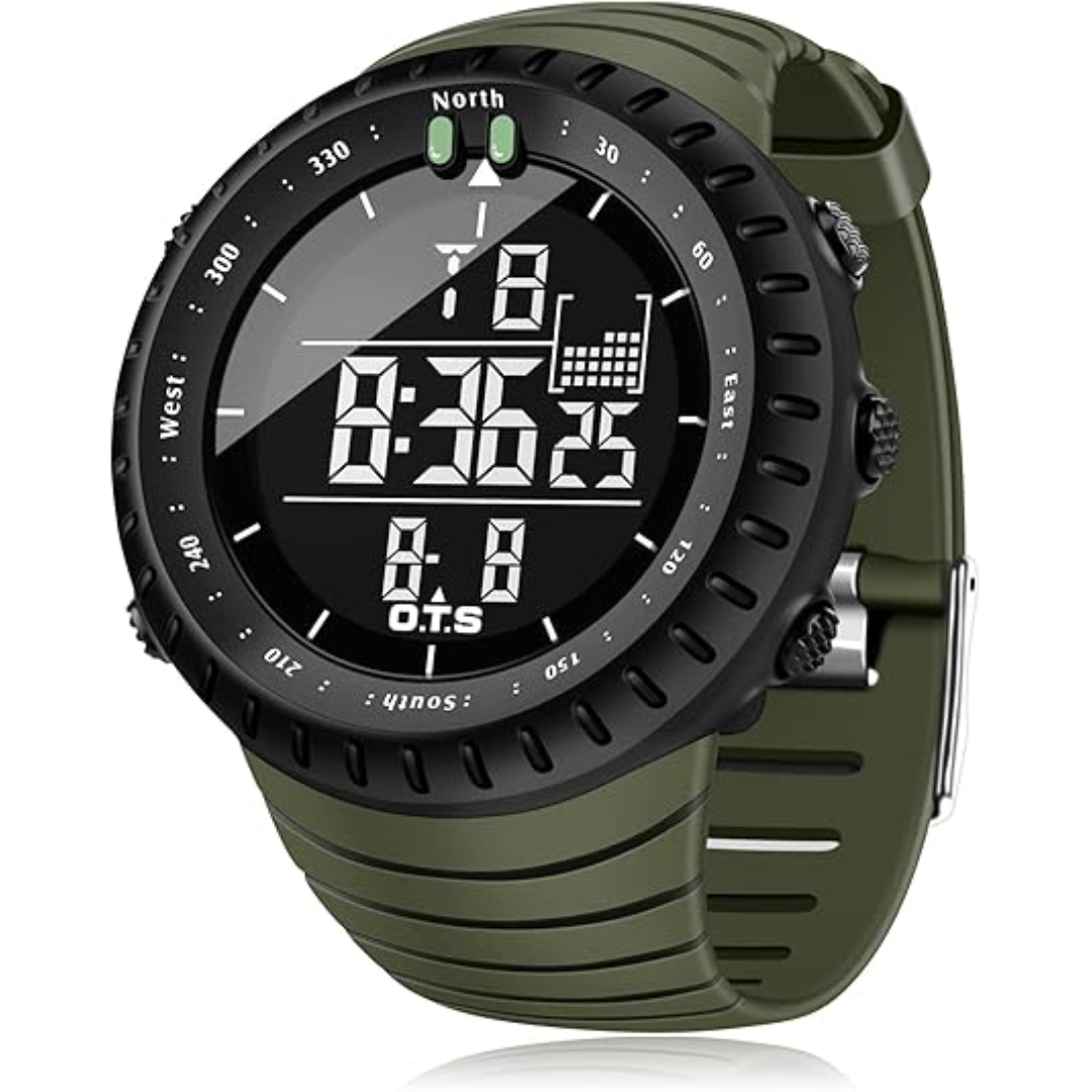Rugged Men's Water Resistant Sports Watch with LED Light