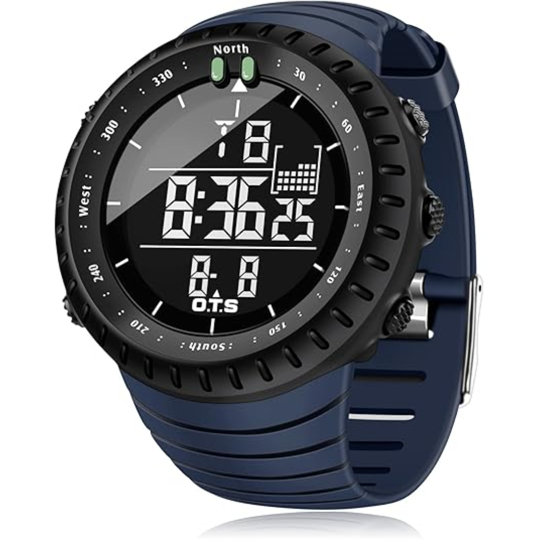 Rugged Men's Water Resistant Sports Watch with LED Light
