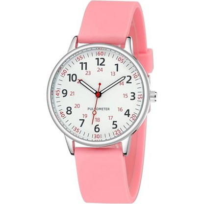 Fashionable Ladies Clip On Watch - Water Resistant Silicone Strap