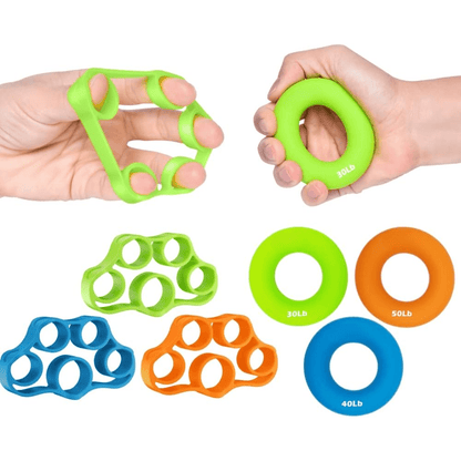 Compact 6pc Finger Exerciser Grip Strengthener Set - Fesara