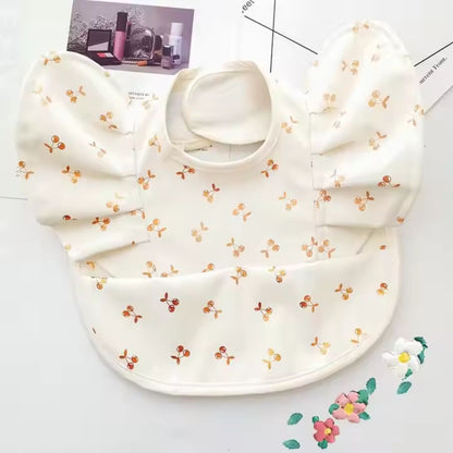 Soft Baby Bib with Sleeves - Waterproof Feeding Bib with Crumb Catcher