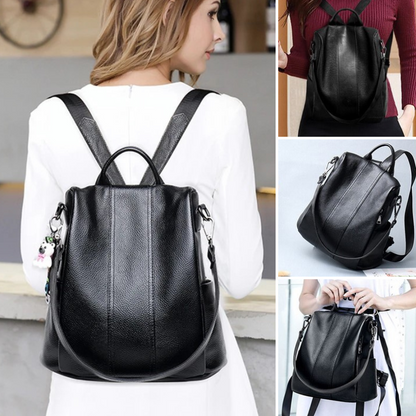 Secure Anti-Theft Leather Backpack - Fesara