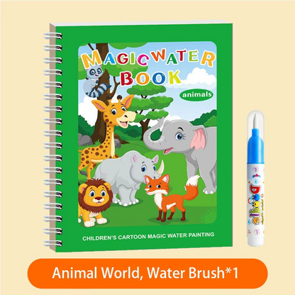 Colorful Water Paint Book Set with Brush (6 Pack)