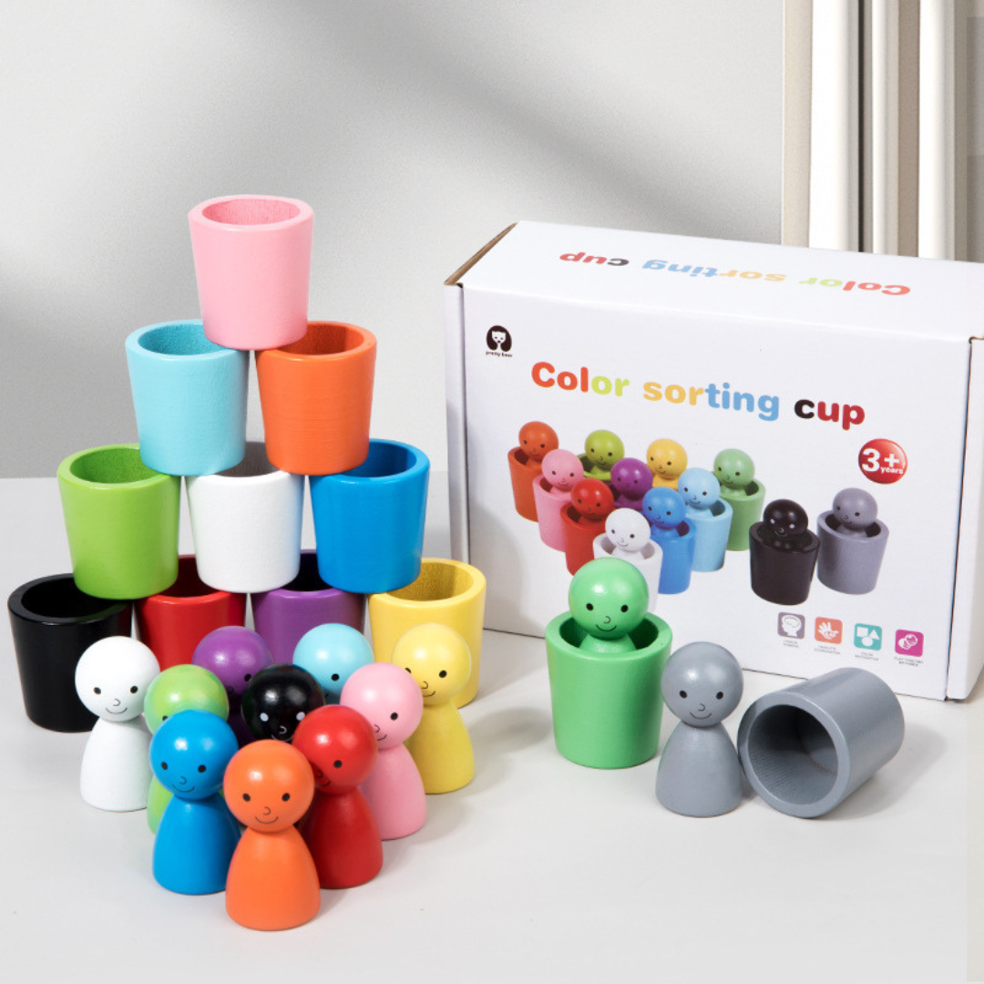 Wooden Colour Sorting Educational Toy Cup
