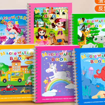 Colorful Water Paint Book Set with Brush (6 Pack)
