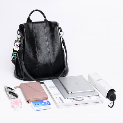 Secure Anti-Theft Leather Backpack