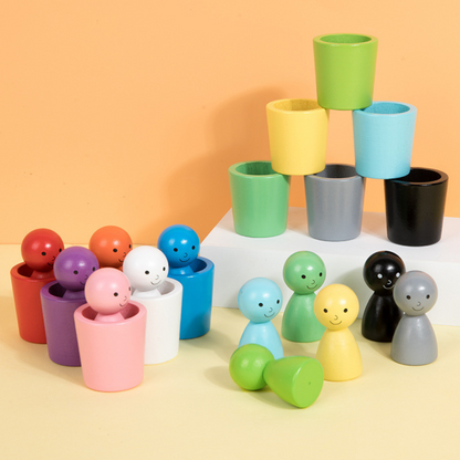 Wooden Colour Sorting Educational Toy Cup