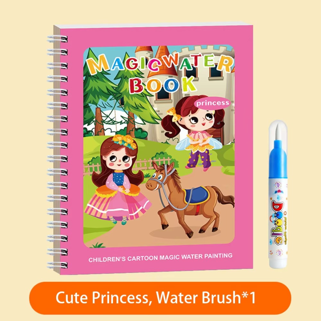 Colorful Water Paint Book Set with Brush (6 Pack)