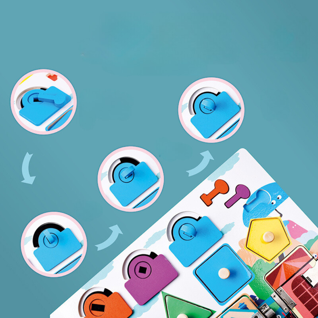 Educational Kids Learning Activity Board with Multiple Tasks