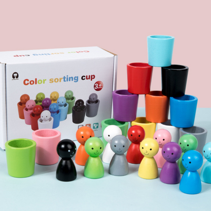 Wooden Colour Sorting Educational Toy Cup