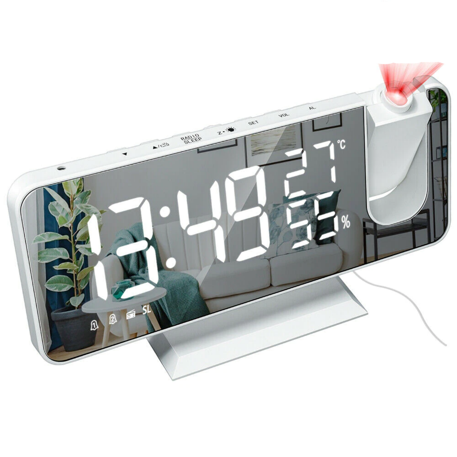 Smart LED Alarm Clock with Projector and USB Charging - Fesara