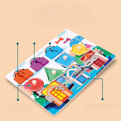 Educational Kids Learning Activity Board with Multiple Tasks