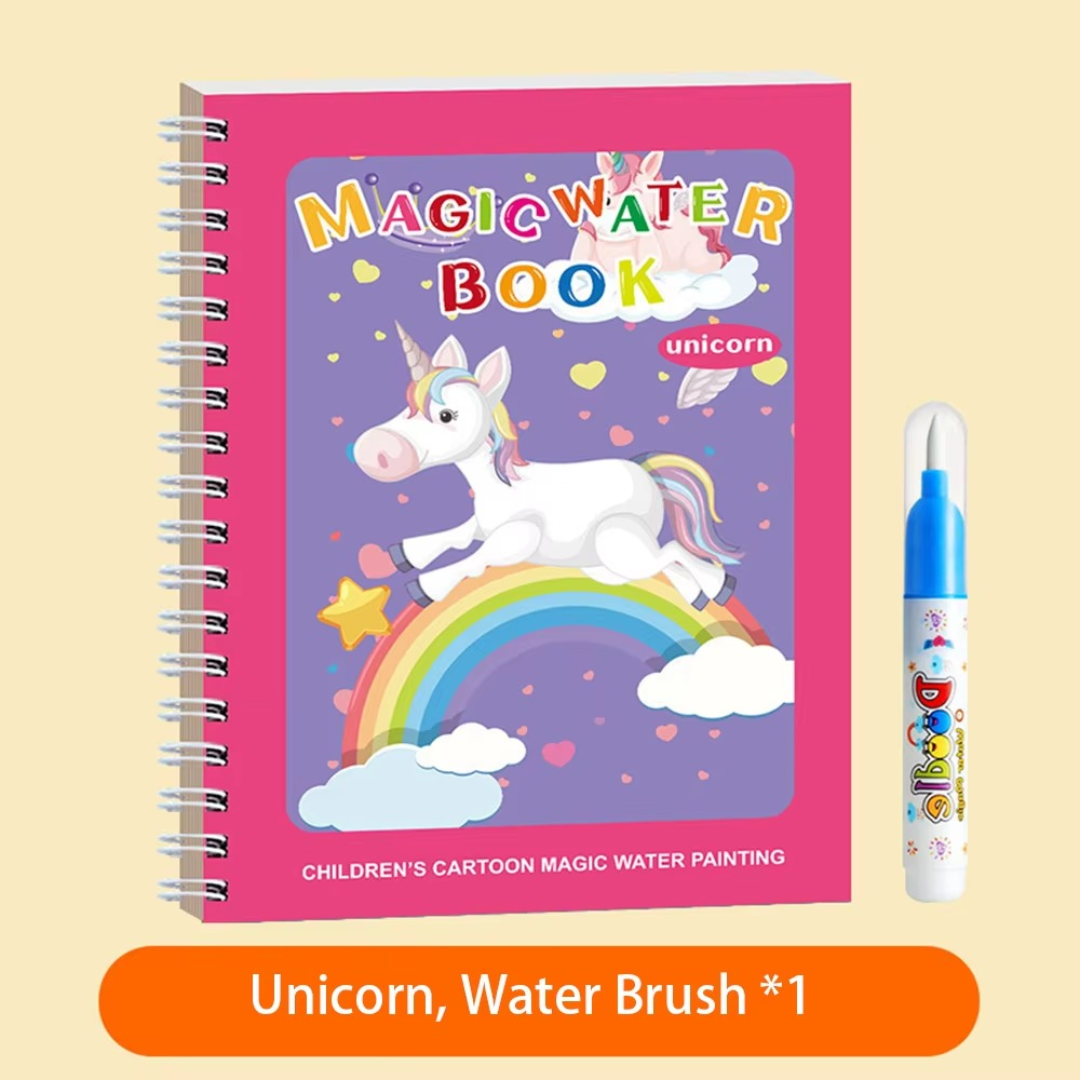 Colorful Water Paint Book Set with Brush (6 Pack)