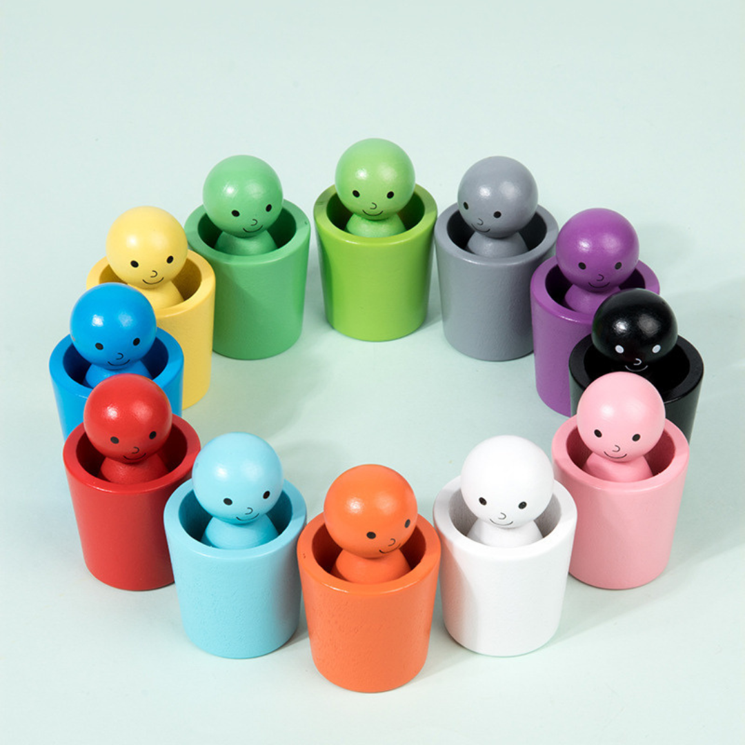 Wooden Colour Sorting Educational Toy Cup