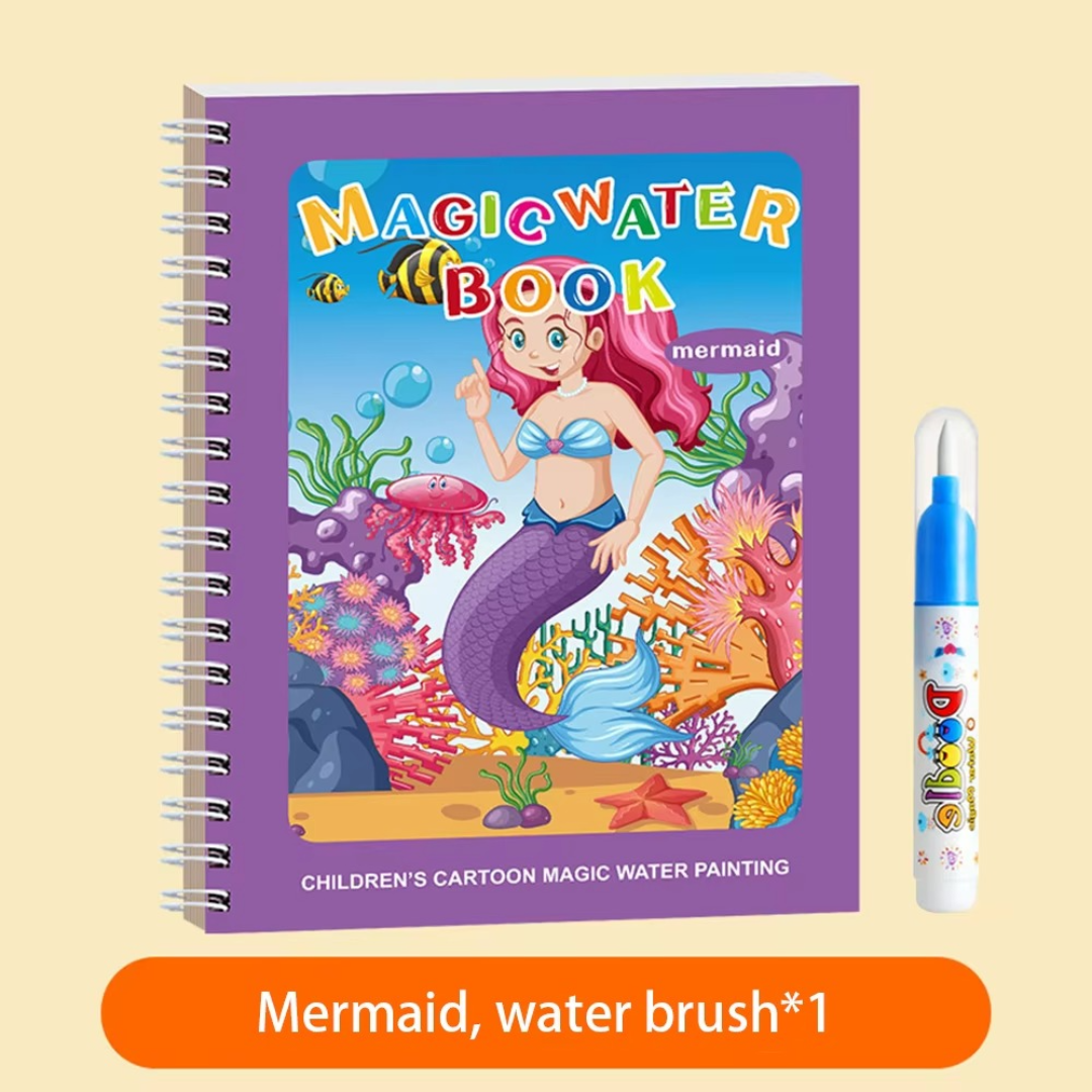 Colorful Water Paint Book Set with Brush (6 Pack)