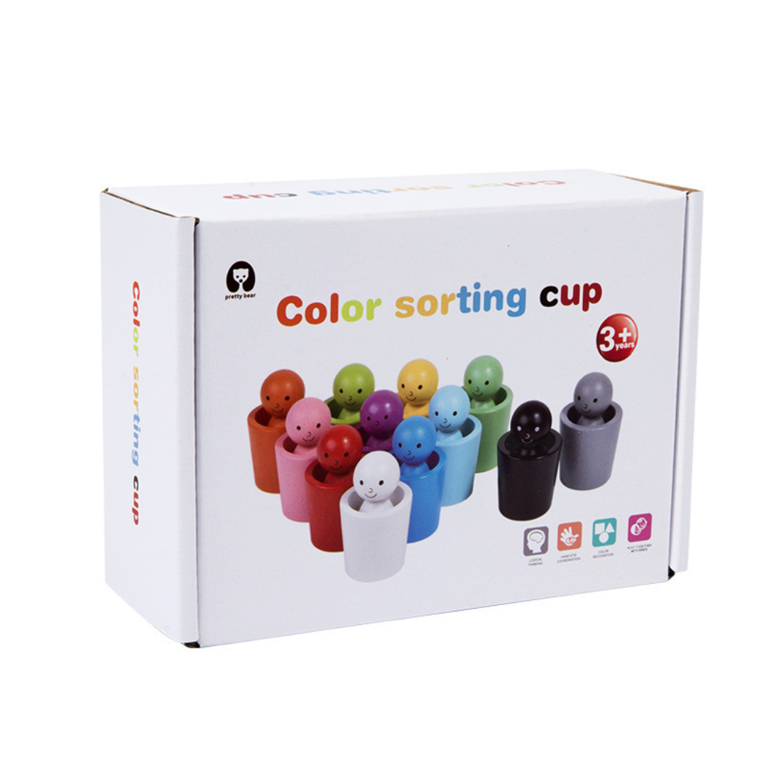 Wooden Colour Sorting Educational Toy Cup