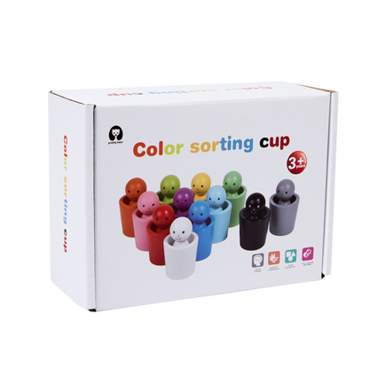 Wooden Colour Sorting Educational Toy Cup