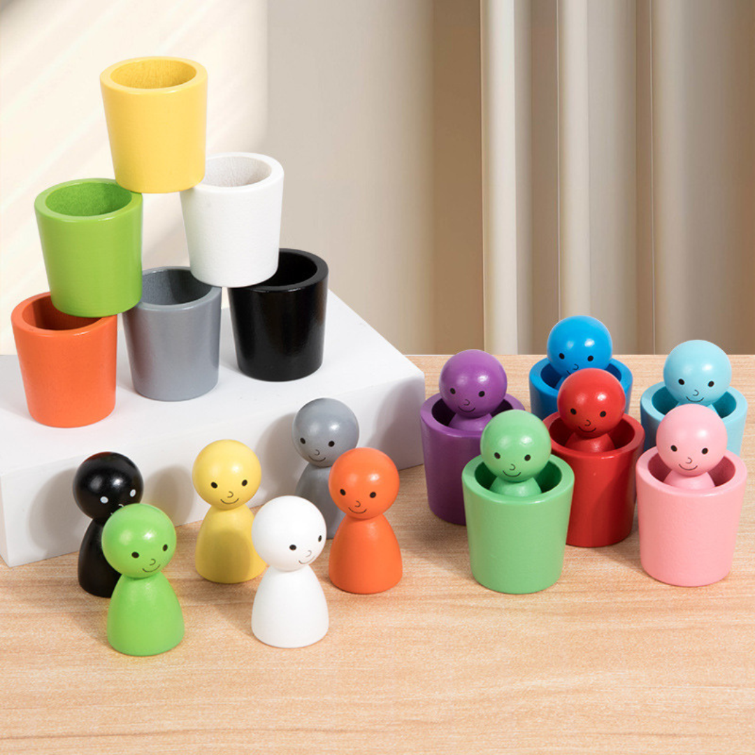 Wooden Colour Sorting Educational Toy Cup