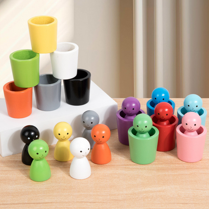Wooden Colour Sorting Educational Toy Cup