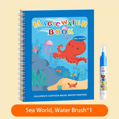 Colorful Water Paint Book Set with Brush (6 Pack)