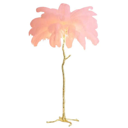 Tall Natural Feather Floor Lamp
