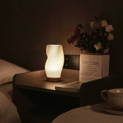Modern Table Lamp with Sleek Wave Shape and Dimmable Light