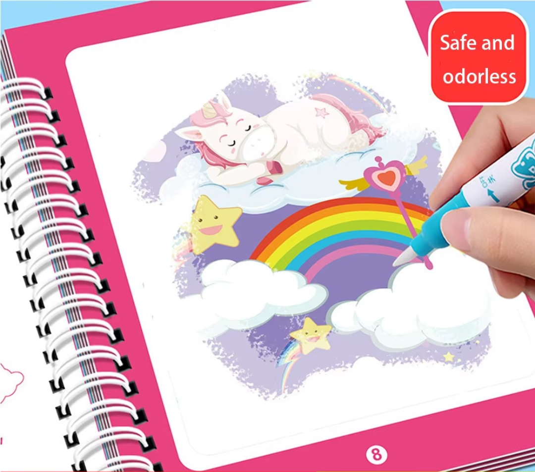 Colorful Water Paint Book Set with Brush (6 Pack)